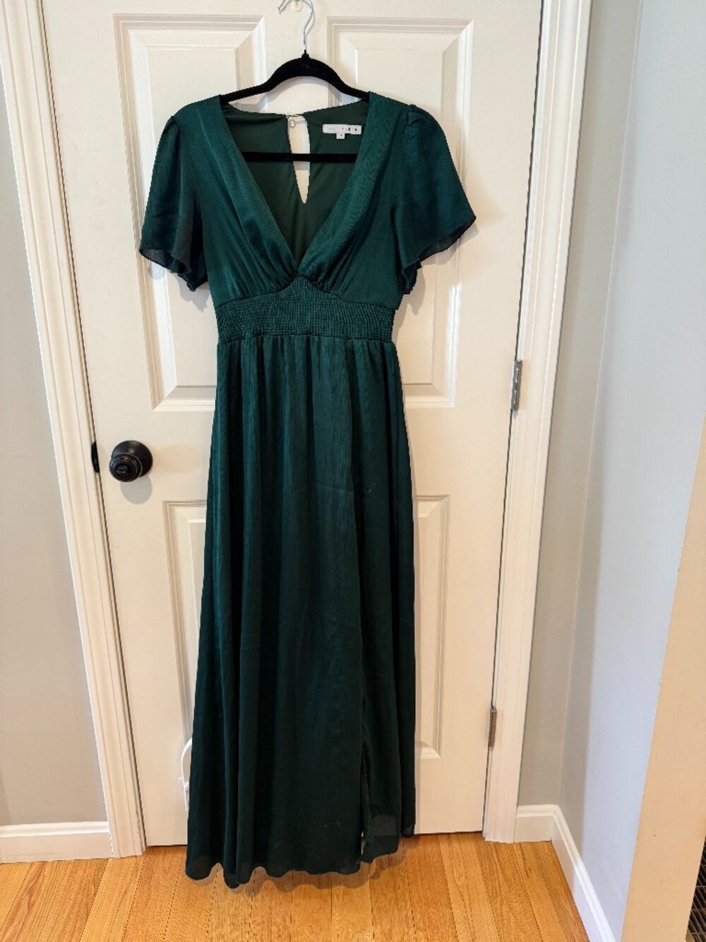 Baltic Born Dark Green Prague Satin Maxi Dress - Size Small